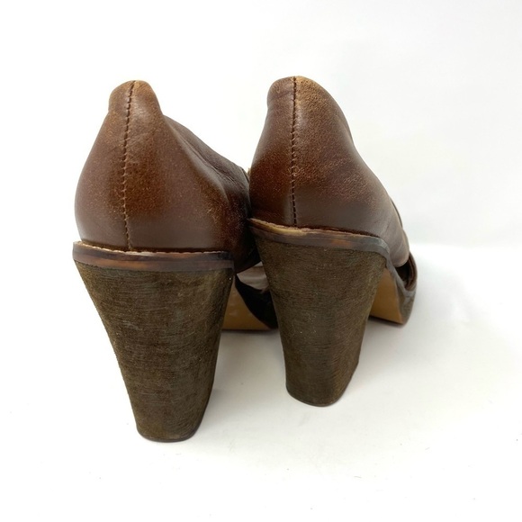 Jeffrey Campbell Buff Sandals Brown Leather Wood Block Heel 6 - Picture 3 of 7
